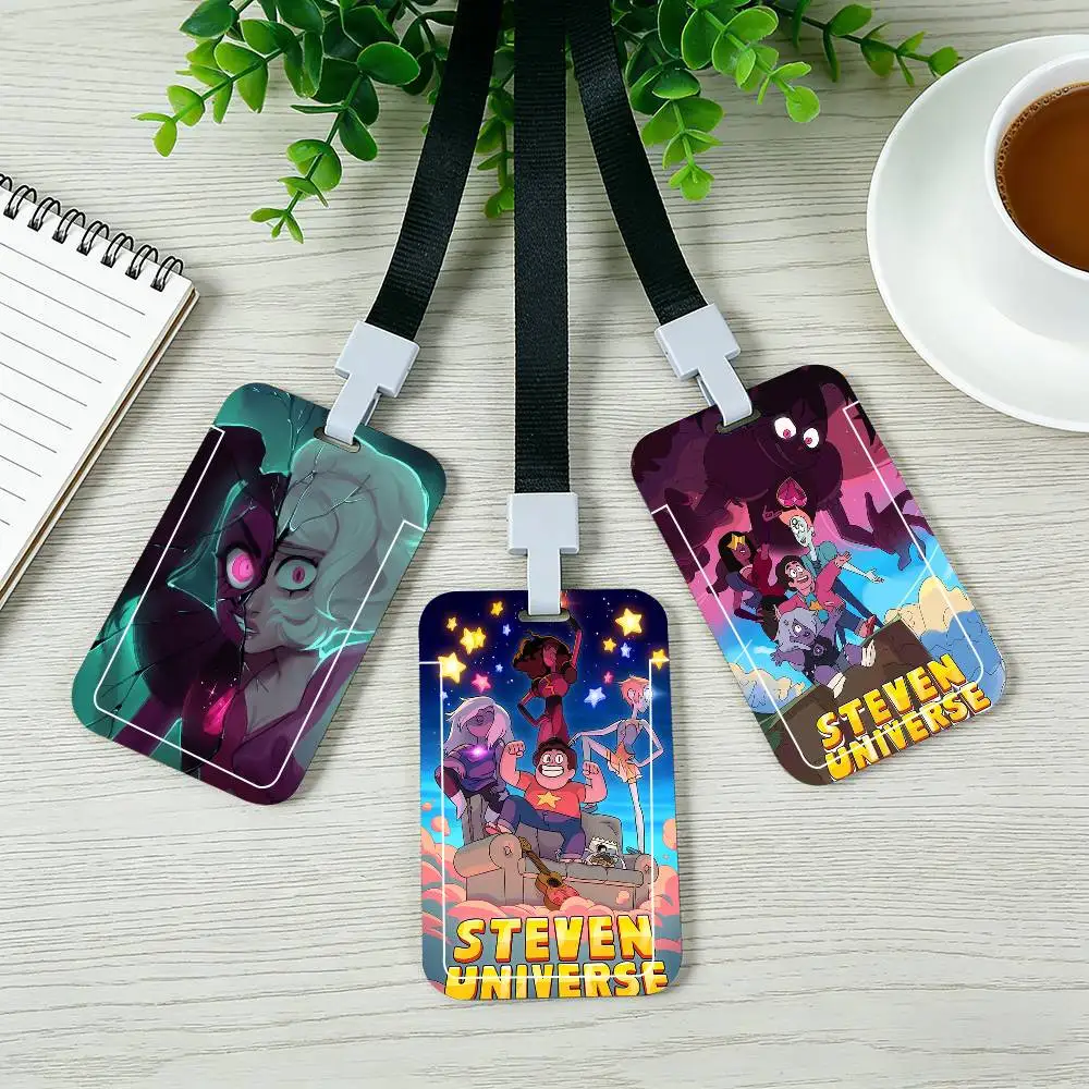 A-Steven Universe Card Holder Cardcase Bus Subway Work Permit Student Lanyard Neck Straps Badge Holder Door Card