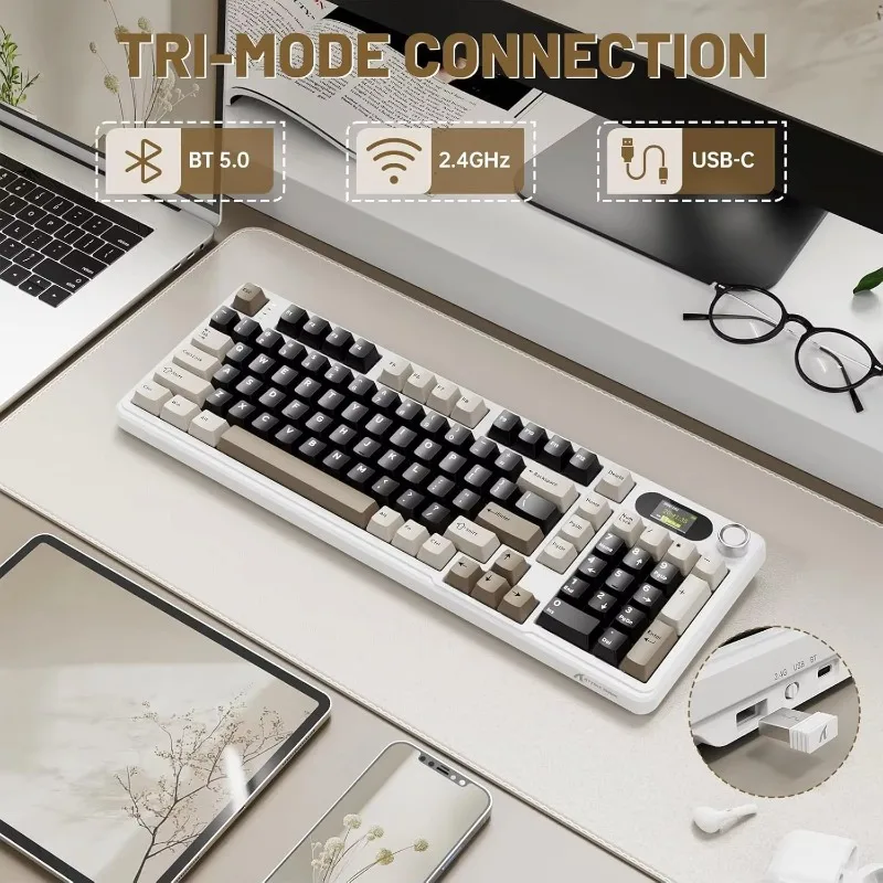 ATTACK SHARK X98PRO 98 Key Wireless Mechanical Keyboard TFT Display Knob RGB Backlit Hot Swappable Gasket Custom Gaming For PC