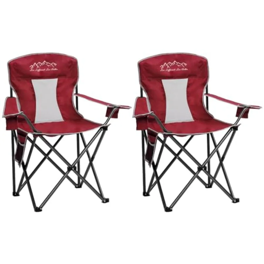 

2PCS Mesh Folding Camping Chairs Oversized Portable Outdoor Chairs Weight Capacity 325 lbs with Cup Holder Storage Pocket Carry