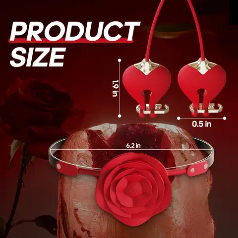 2 in 1 Rose Mouth Gag Rose Ball Gag with Vibrating Nipple Clamps Adult Sex Toys BDSM Restraint Set Roleplay Kit for Couples