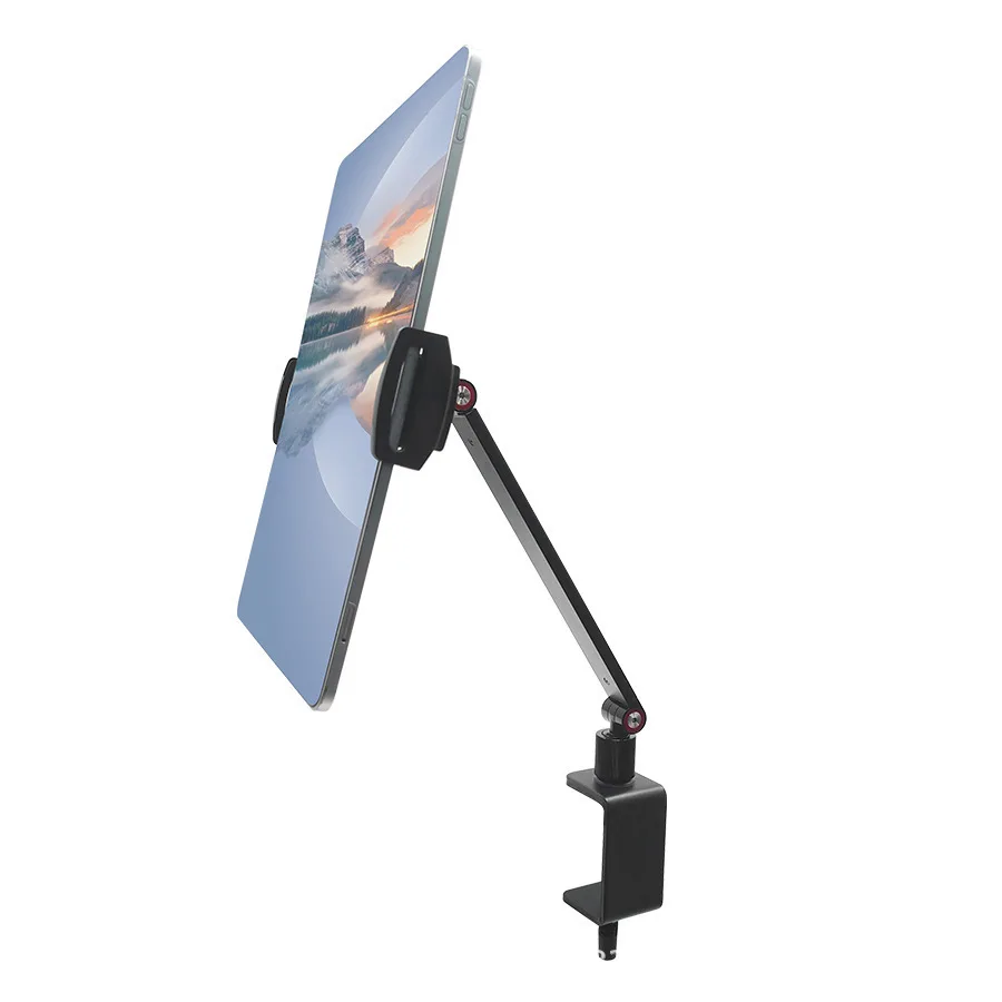Long Arm Tablet Phone Holder Desk Clamp 360° Rotation Adjustable Arm Overhead Shooting Stand For Ipad Bed Table Live Streaming