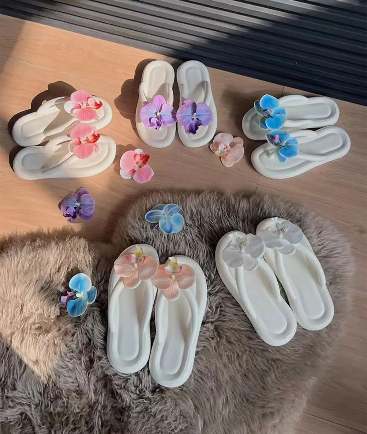 2026 Süße Sommer-Schmetterlingsorchideen-Slipper Elegante Damen-Sandalen für den Strand Rutschfeste Urlaubs-Damenschuhe Strand-Flip-Flops – Detail 5