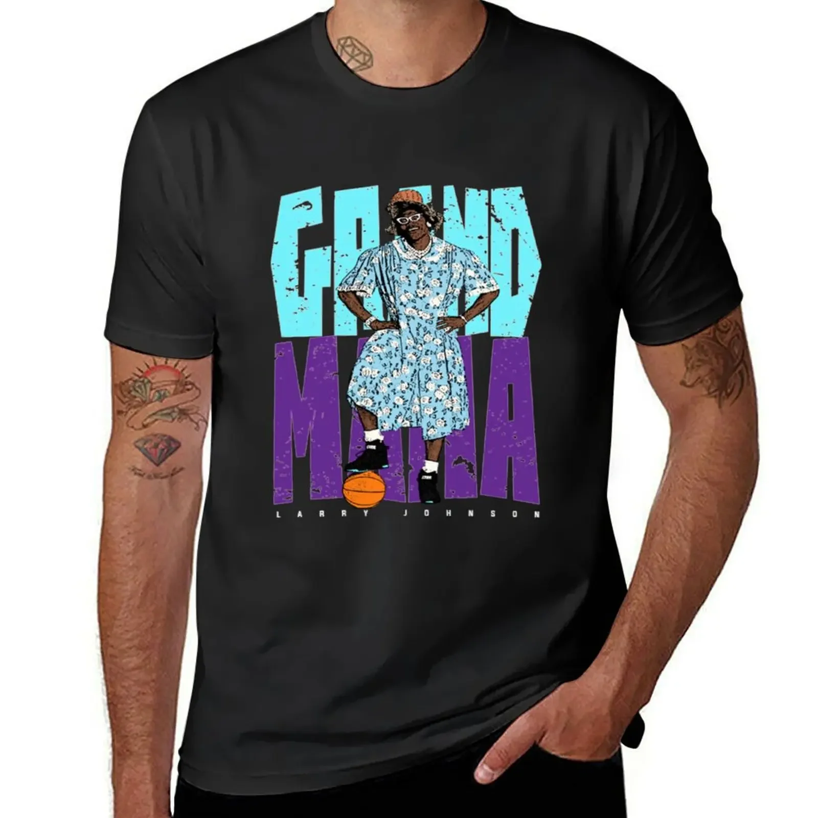 Larry Johnson Grandmama T-Shirt Aesthetic clothing plus sizes blacks man t shirt fitted t shirts for men