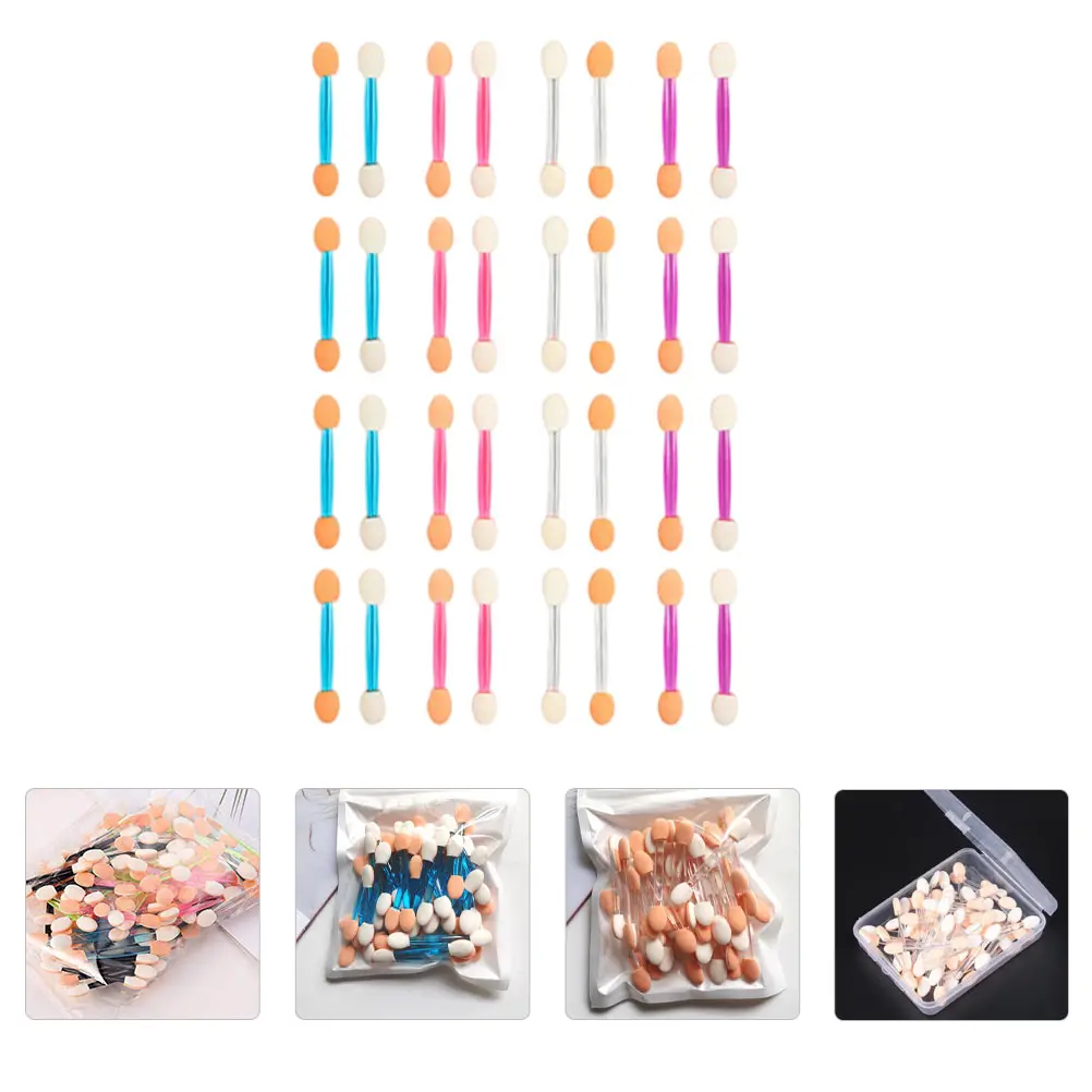120pcs Dual-Ended Eyeshadow Sticks Mini Applicators Smooth Eye Makeup Tools For Women Disposable Plastic Eyeshadow