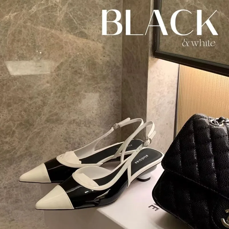 

New Women Shoes Elegant French High Heeled Sandals for Woman Fashion Patent Leather Casual Shoes Designer Shoes Zapatos De Mujer