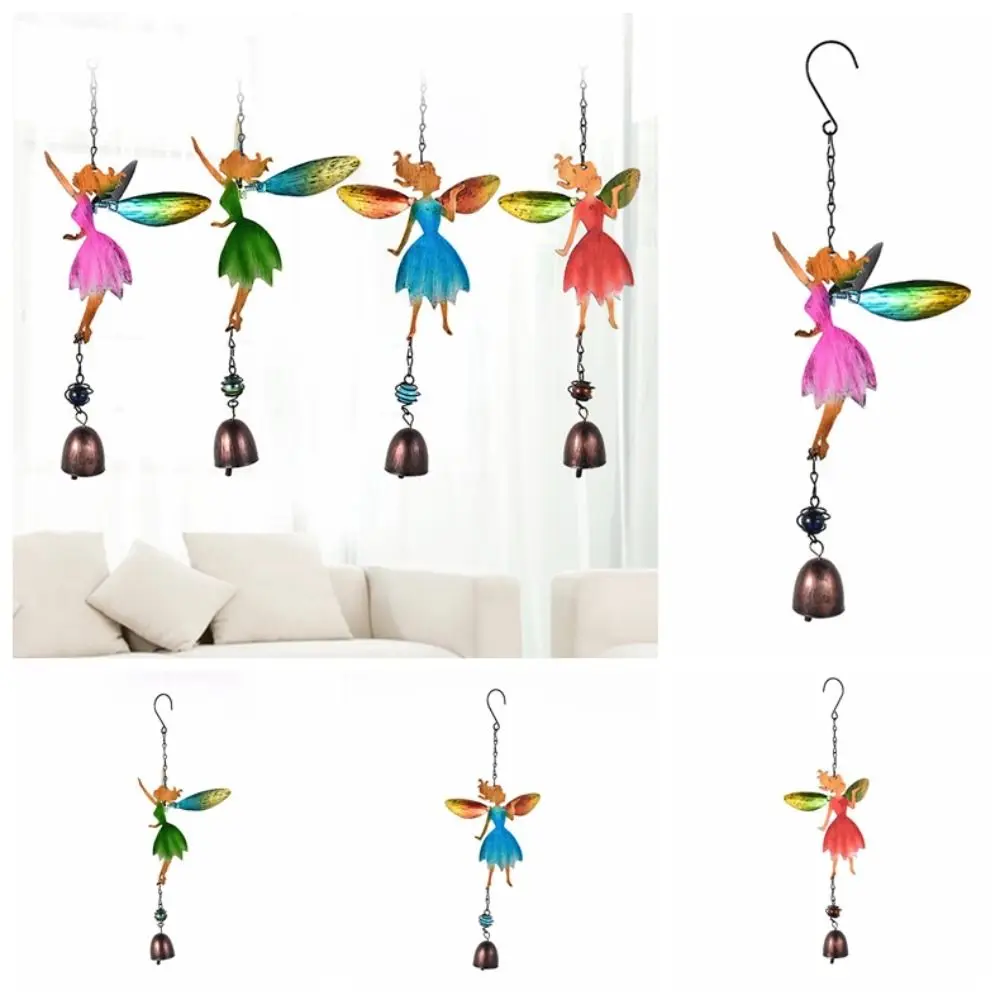 

Hanging Bell Retro Fairy Angel Wind Chimes Realistic Handmade Fairy Wind Bell Iron Colored Metal Windchimes Home Decoration