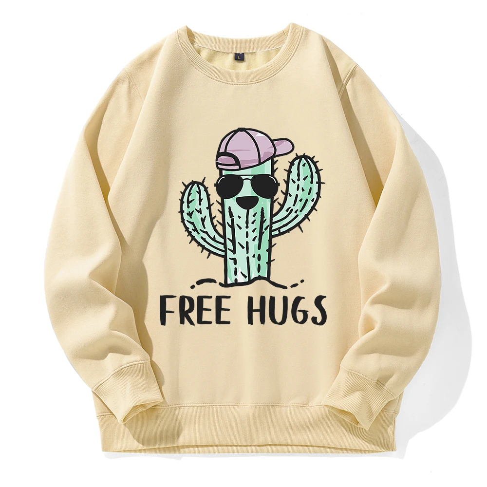 Free Hug From Spiny Cactus Hooded Men Fleece Warm Loose New Hoody Creative Novelty Casual Streetwear Fashion All Match Hoodies