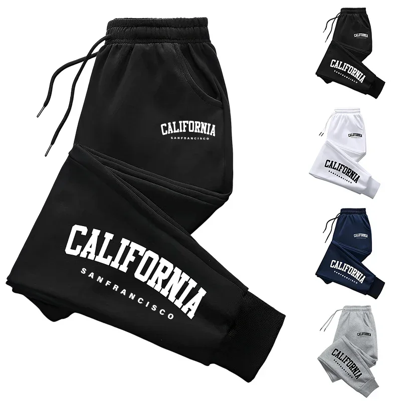 Woman Casual Sweatpants All Season Home Outdoor Comfort Yoga Fitness Versatile Pure Color Trousers California Print Jogger Pants