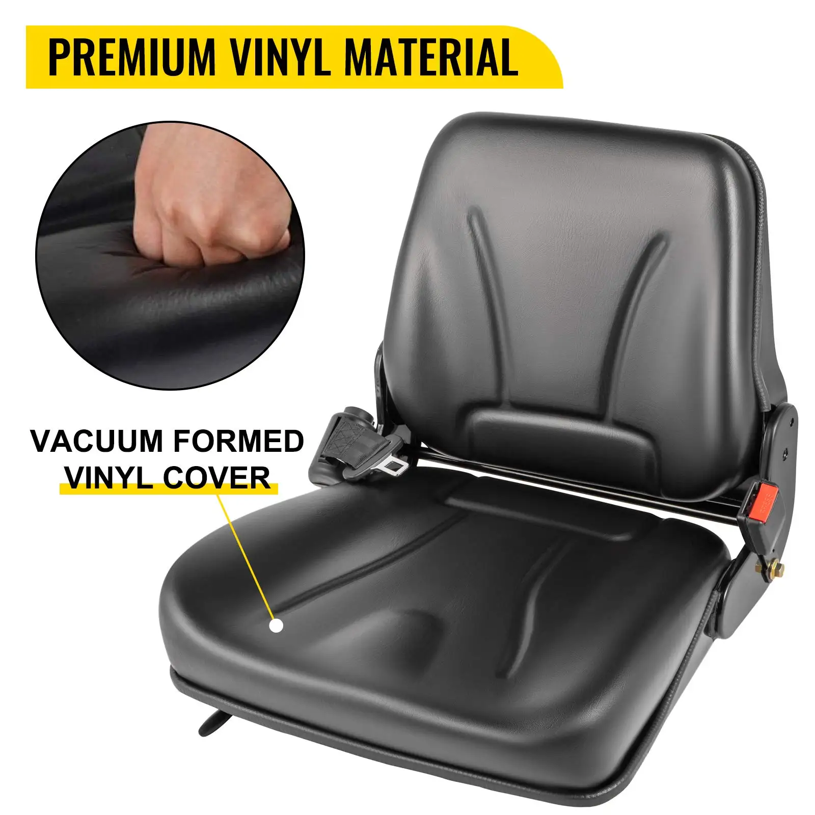Black PVC Replacement Comfortable Forklift Seat Heavy Duty Driver Seat for Industrial Machinery and Construction Vehicle