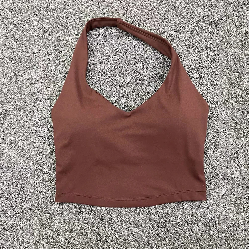 

Sexy Hanging Neck Yoga Vest Women Sports Bra Breathable Shock Proof Gym Top Workout Fitness Push Up Crop Top Yoga Running Vest