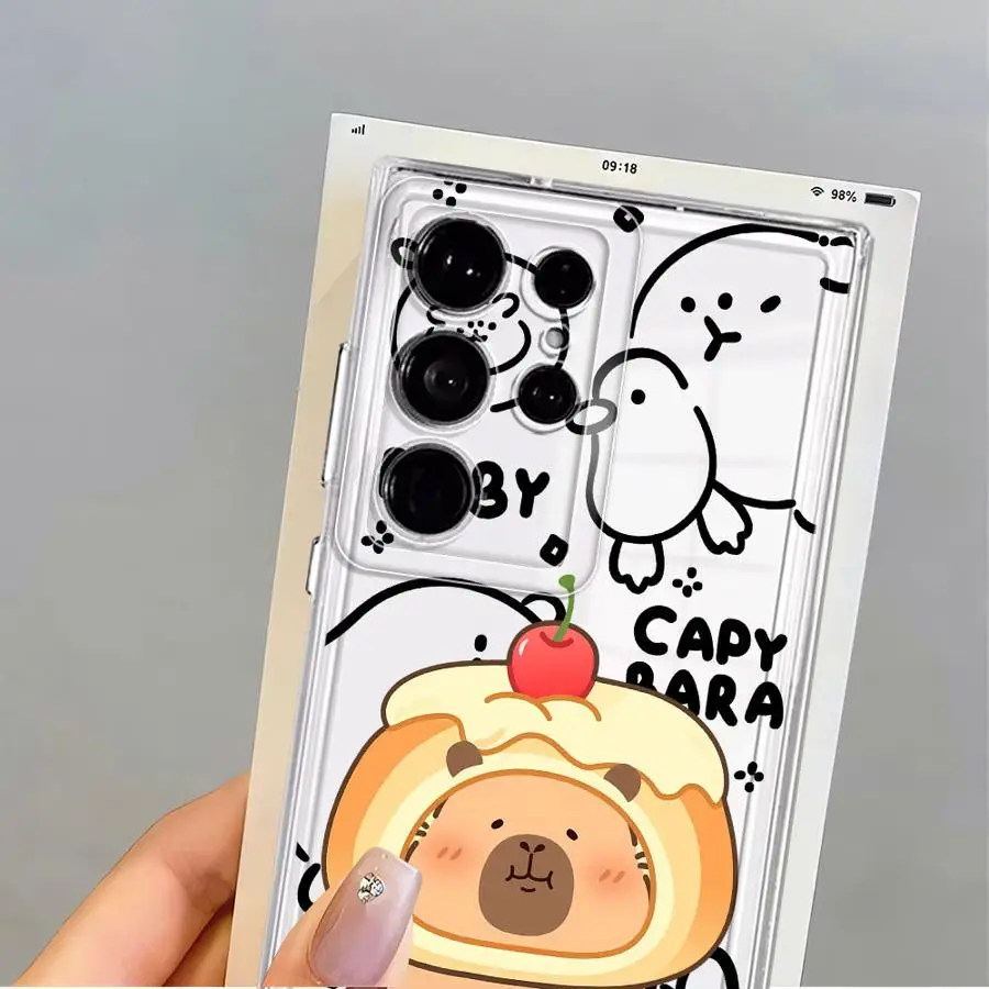 Casing Penutup Ponsel Lembut untuk Samsung Galaxy S21 S25 Edge Note 20 Ultra 10 S23 Ultra S20 Plus S24 S22 FE Caypabara Kartun
