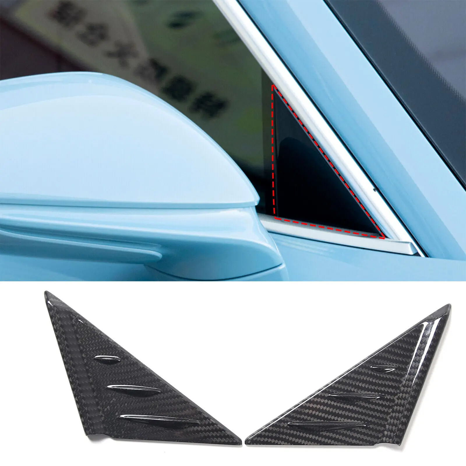 Real Dry Carbon Fiber Car Interior Accessories Inner A Pillar Triangle Decoration Frame Cover Trim For Porsche Taycan 2019-2022