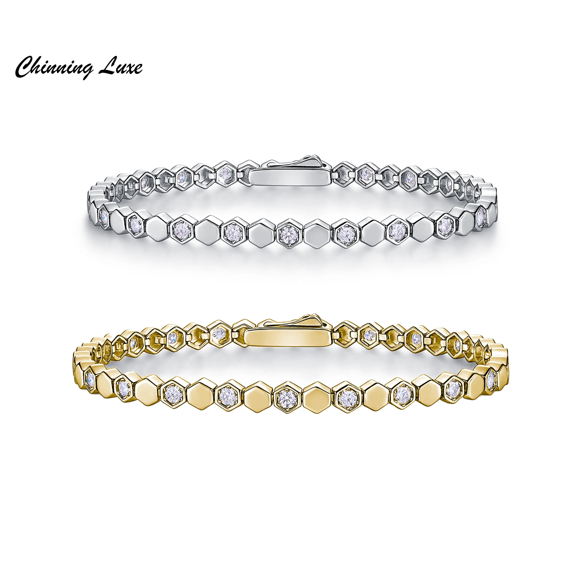 

Chainning Luxe 100% S925 Sterling Silver 2.4mm D Color Moissanite Bracelet 6.5-8inch Length Moissanite Chain for Women Gifts