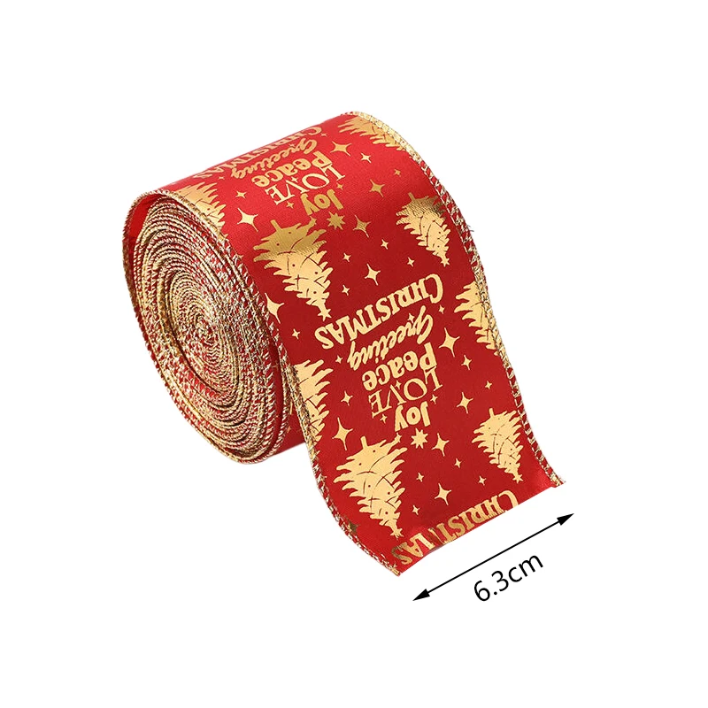 Handmade Flocking Ribbon Bow Material 2M Christmas Vibes Gift Packaging Crafts Handmade Ribbon Golden Threads