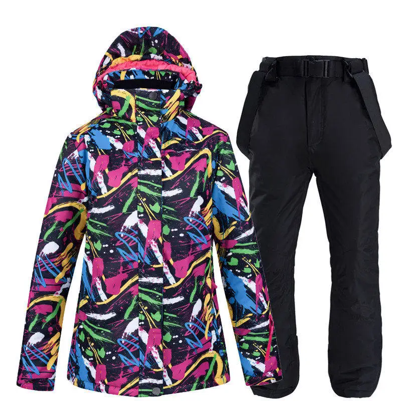 Cheaper, Women Snow Wear Suit Sets, Snowboard Clothing, Waterproof, Winter Costume, Ski Jacket and Strap Pant, Belt Bibs, Adult,