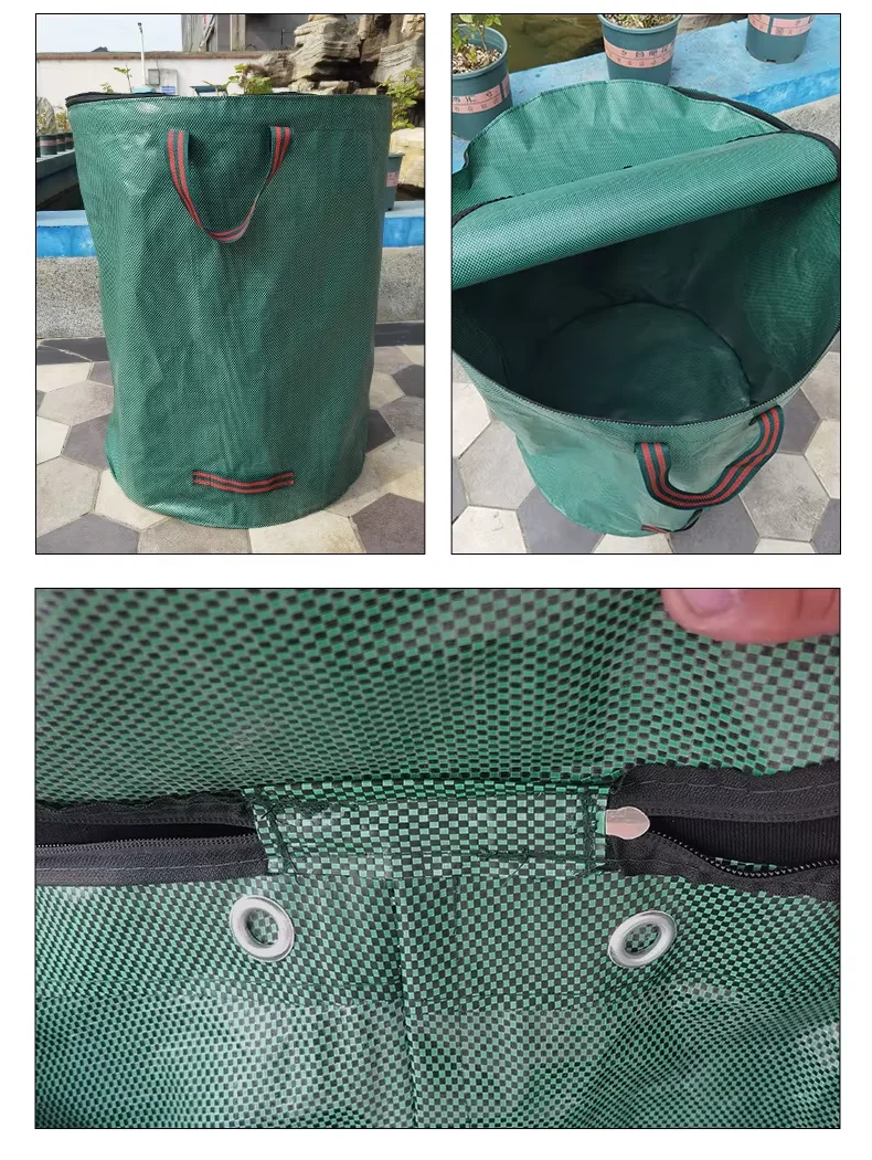 Collapsible And Reusable Garden Outdoor Fallen Leaf Storage Bag With Cover Used For Yard