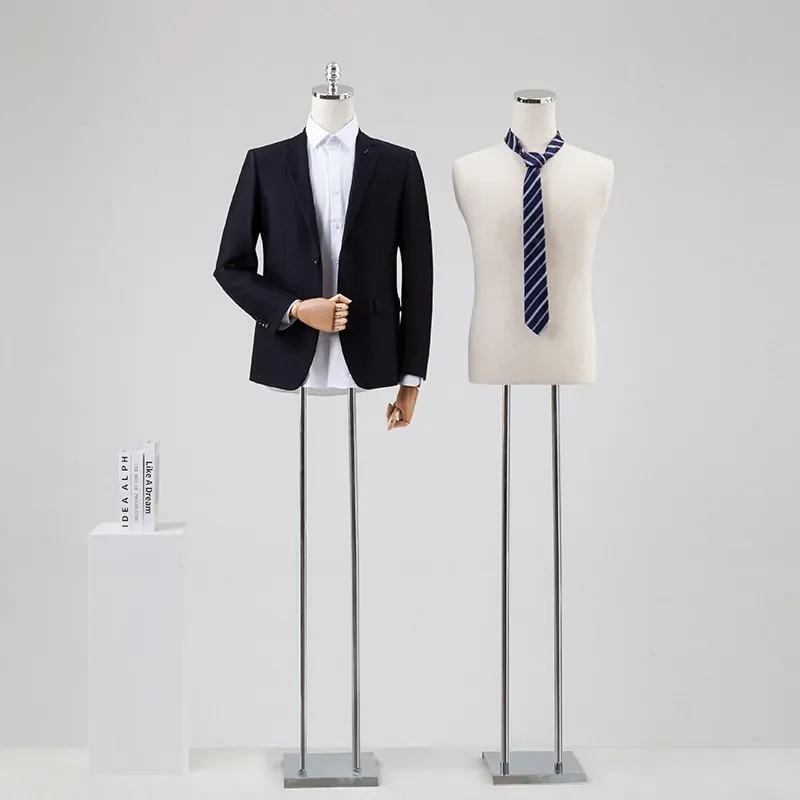 Large Male Half Body Mannequin Torso Display Stand for Suit Clothing Store Window Showcase Prop Rack Table Top Dummy Model