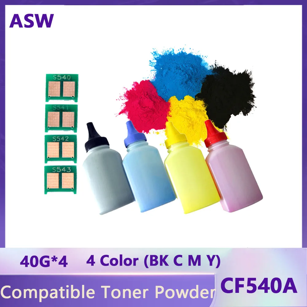 Refill toner Powder + 4 chip for HP CF540A 203A cartridg Color LaserJet Pro M254nw 254dw MFP M280nw M281fdw 281fdn printer