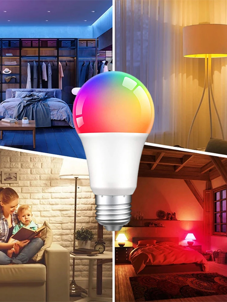 Tuya Smart WiFi Led Bulb 15W RGBCW LED Light Dimmable Lightbulbs Works With Alexa Google Home Alice Voice Control Lamp