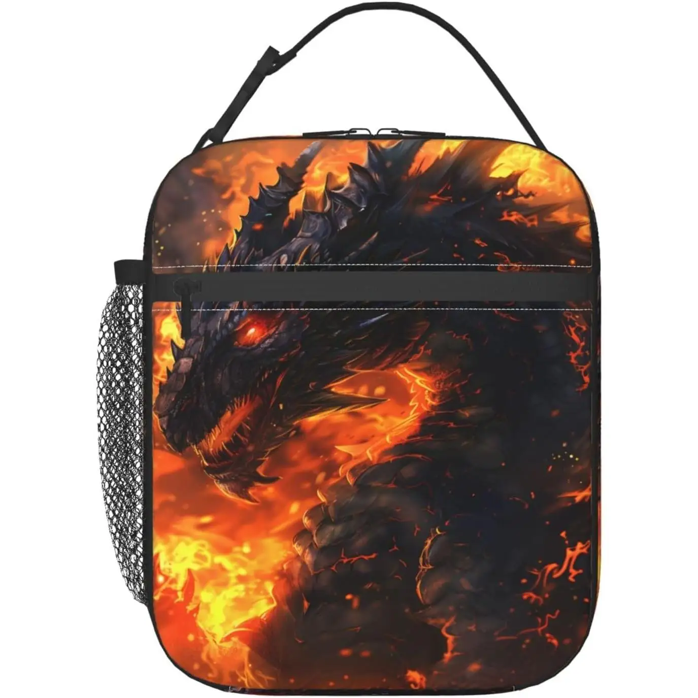 

Insulated Flame Fantasy Lunch Bag Polyester Cooler Handbags Case for School Picnic Work Travel Beach or Hiking