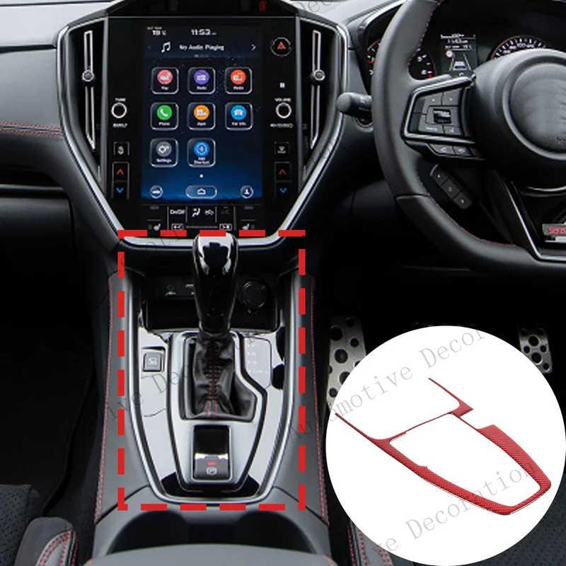 Z+ Red Carbon Fiber Center Gear Shift Panel Sticker For Subaru WRX VB AT 22-24