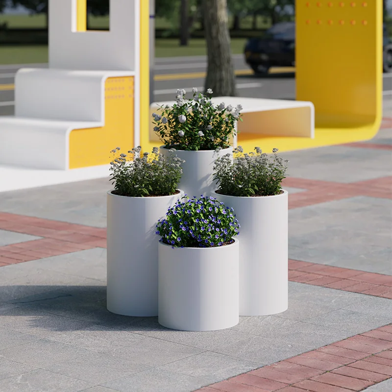 Outdoor flower box combination outer pendulum partition flower slot restaurant store stainless steel flower bed custom