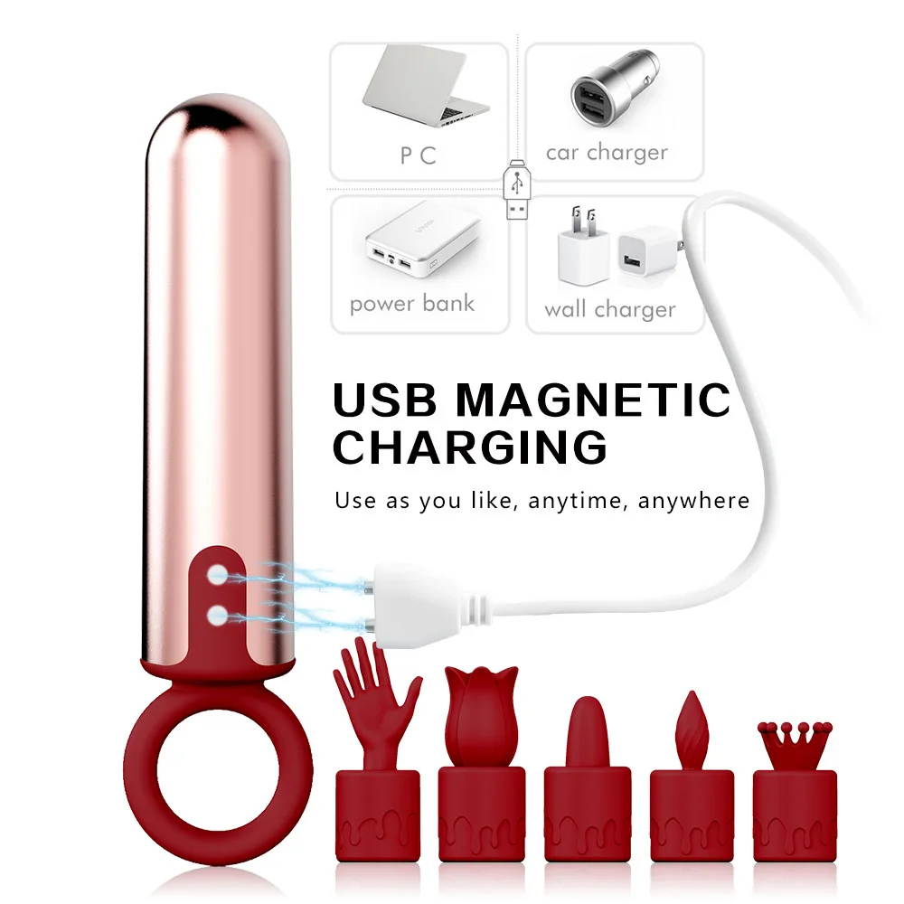 セックス製品 5-in-1 AV バイブレーター強力な衝撃クリトリス刺激充電ブル膣ボールミニバイブレーターマッサージャー女性用