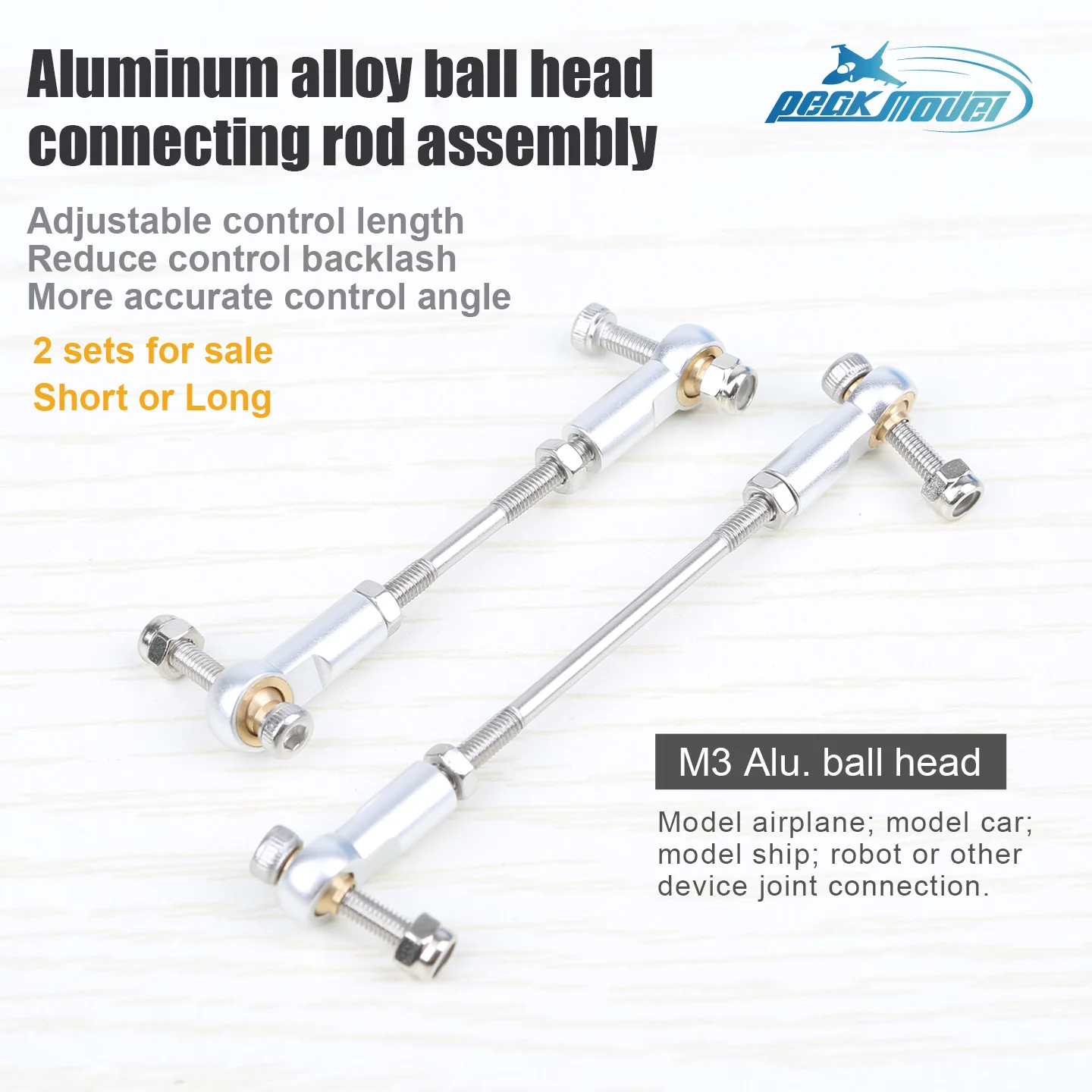 M3 Model Airplane Car Model, Aluminum Alloy Ball Joint Pull Rod Assembly Ball, Adjustable Length Connecting Rod, Ship Model