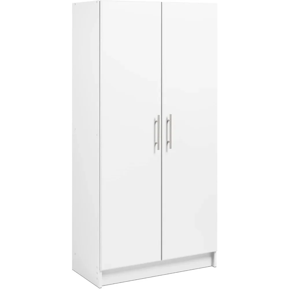 White Storage Cabinet Bathroom Cupboard Cutlery Cabinet With 3 Shelves 16 Inches Long X 32 Inches Wide X 65 Inches High WES-3264