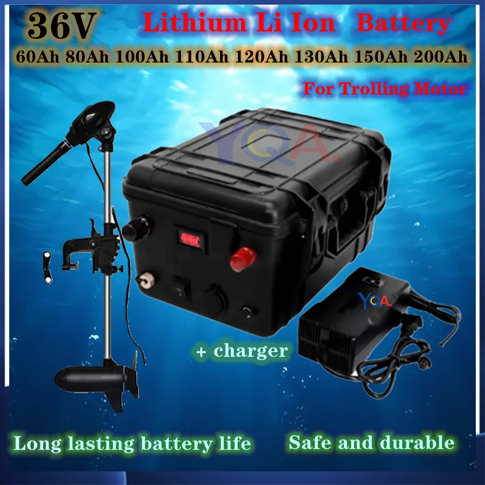 

36V 60Ah 80Ah 100Ah 110Ah 120Ah 130Ah 150Ah 200Ah Lithium Li Ion Battery For Trolling Motor Propeller Fishing Boat +Charger