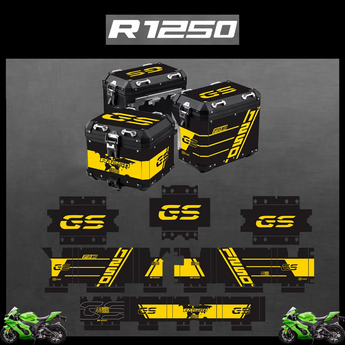 

Panniers 40 GS For BMW R1250GS R1250 GS ADV Triple Black Adventure 2019-2023 2022 2021 2020 Motorcycle Aluminum Box Sticker Case