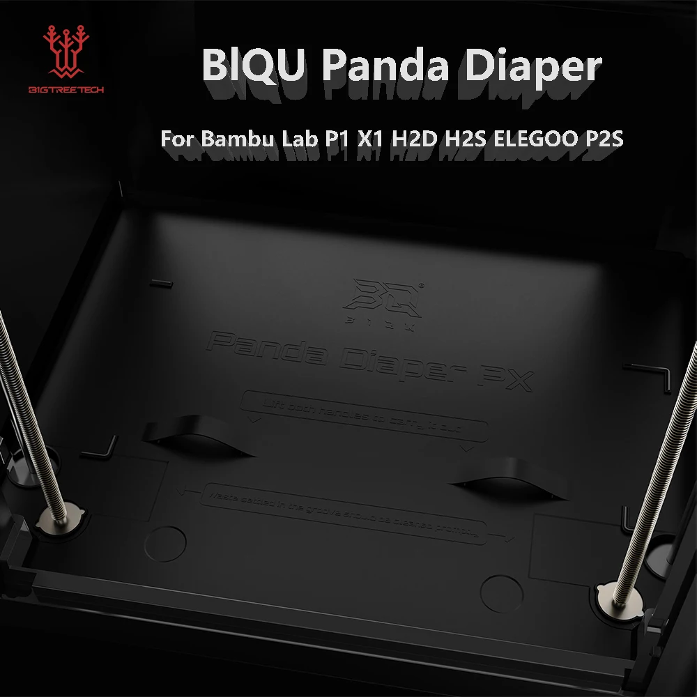 BlQU Panda Diaper Silicone Precision Molding Integrated Handles Raised Edges Upgrade For Bambu Lab P1 X1 H2D H2S ELEGOO P2S U1