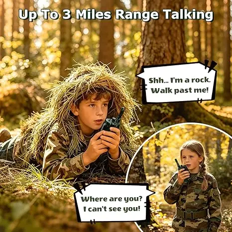2 Pack Kids Walkie Talkies, 3KM Long Range Two Way Radio, 16 Channels Easy Operation Toy for Boys Girls 3-12 Years Old
