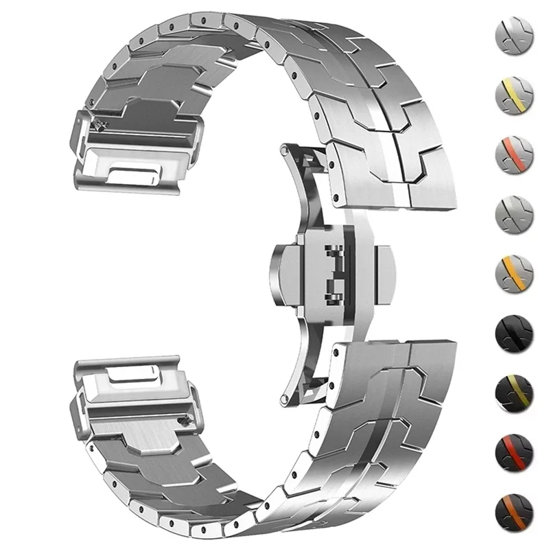 Pulseira de metal de ajuste rápido para garmin watch fenix 5x/5xplus/6/6x/6xpro/7x 26 22mm cor titânio pulseira de aço inoxidável forerunner 945