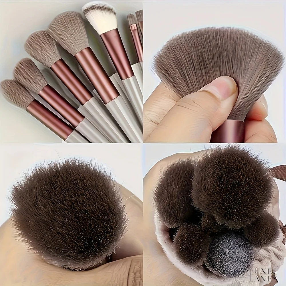 Set pennelli per trucco, 13 pezzi, viso, eyeliner, fondotinta, correttore, ombretto, set pennelli per trucco da viaggio e quotidiano