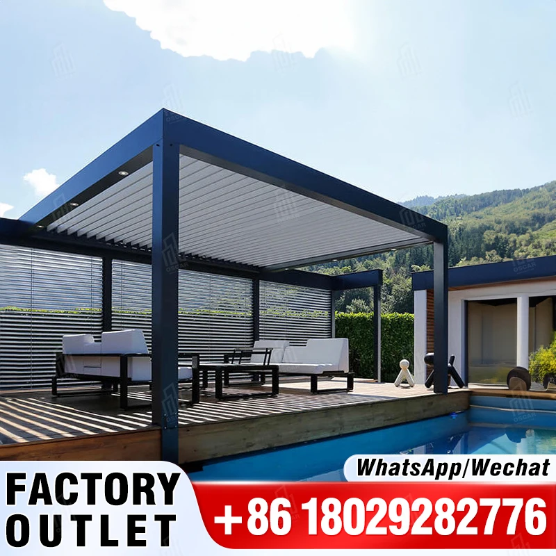 oscaracso Free Standing Type Pergola Outdoor Covered Louver System Louvered Cost Garden Shade