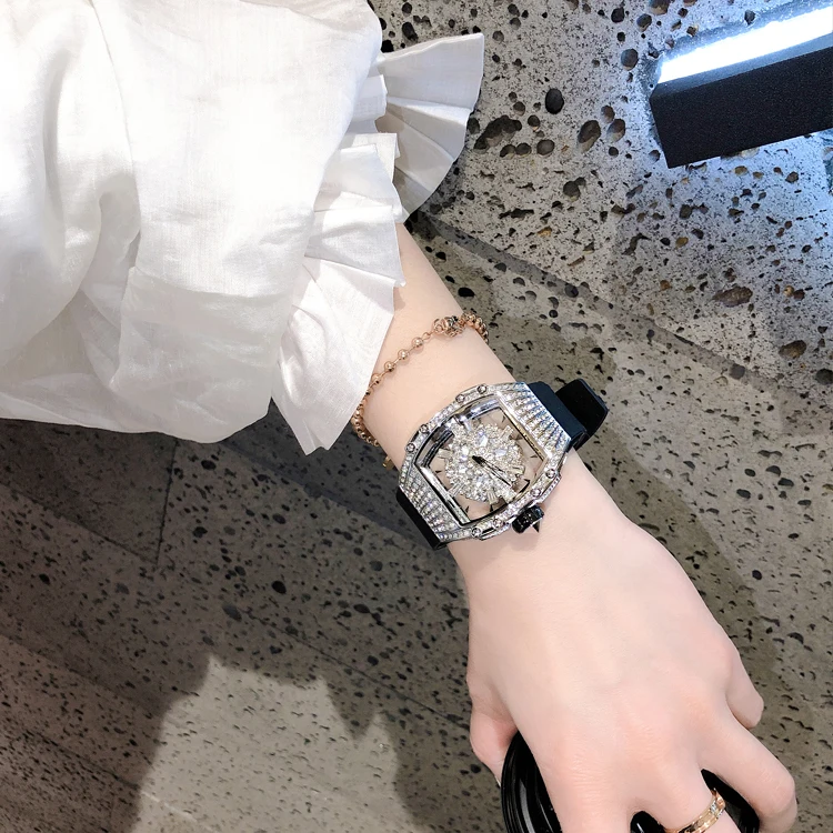 2023 Luxury Brand Women Watches Full Diamond Dress Ladies Japan Quartz Movement Women\'s Wristwatch Skeleton Transparent Watch