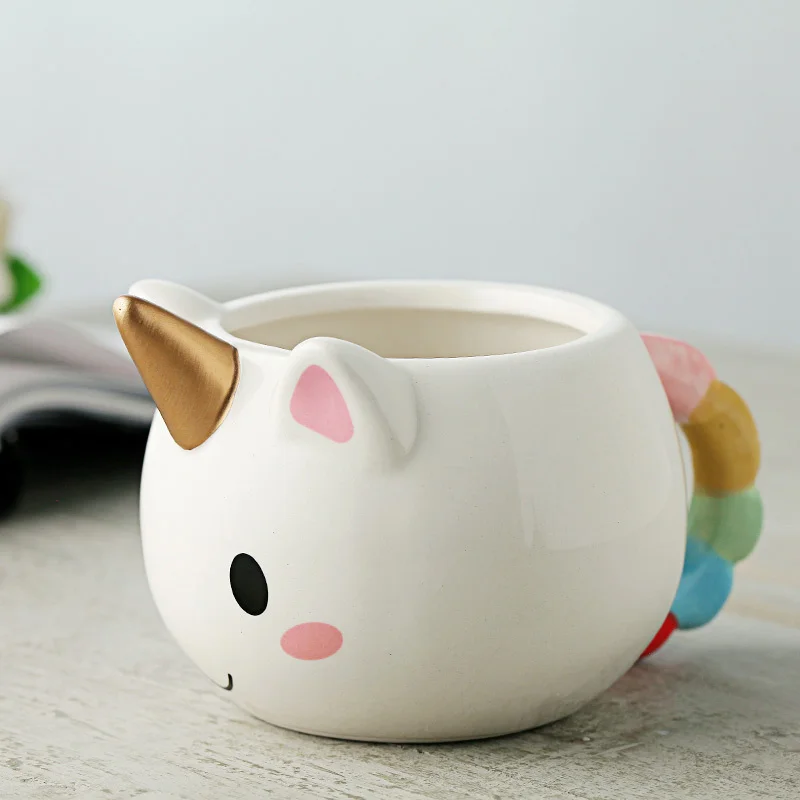 3D Funny Coffee Mug Children Girl Unicorn Cute Cup Rainbow Handle Gift 300ml Cartoon Tasse Licorne Mugs Taza Unicornio Cups