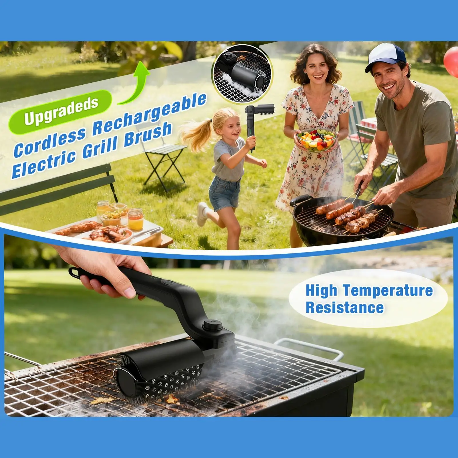 

Электрическая щетка для чистки гриля от жира, для двора, газона, террасы, автодома, кемпинга, для взрослых, пожилых людей и поваров