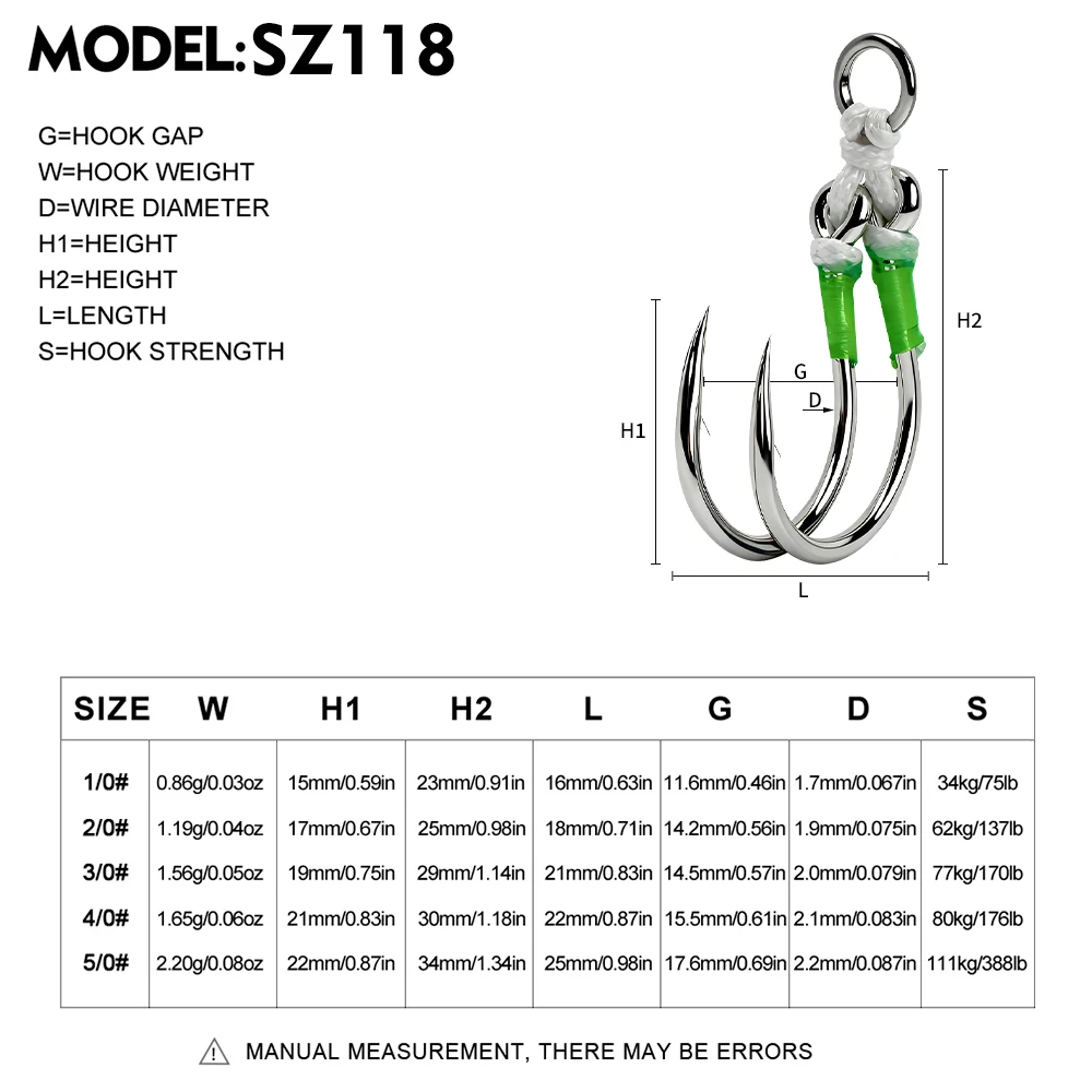 Anzuelos Jig PROBEROS dobles con púas para jigging en mar