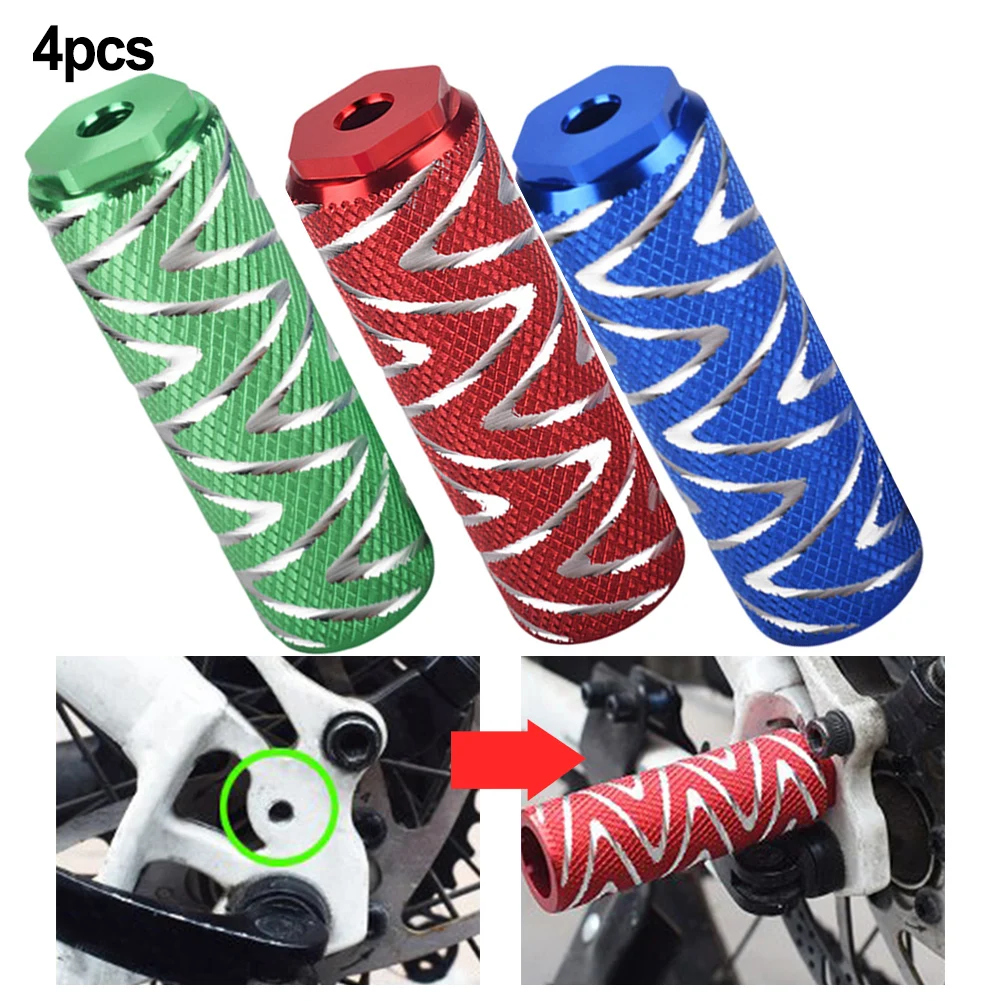 4pcs Mountain Bike Rear Foot Pegs Aluminum Alloy Anti-Skid Feet Pedals With 5mm/6mm Mounting Screws  Bicycle Pegs Accessories