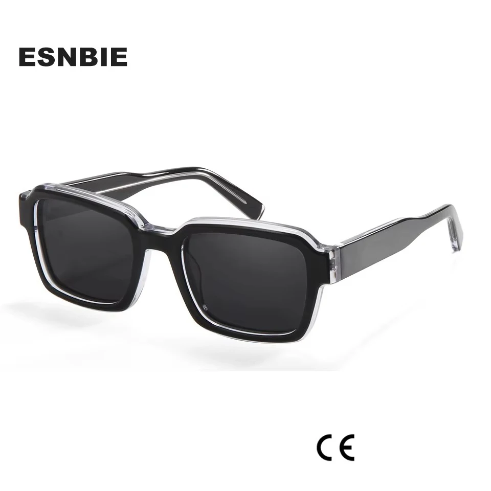 Acetate Punk Rectangular Sunglasses Men Brand Designer Polarized Sun Glasses Square Frame  For Women UV400 Shades Eyewear