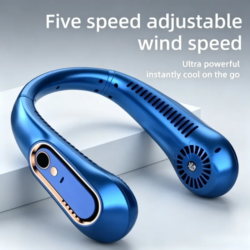 

Hands-free Bladeless Neck Fan, Portable Mini Fan with Digital Display, USB Rechargeable for Outdoor Camping Hiking