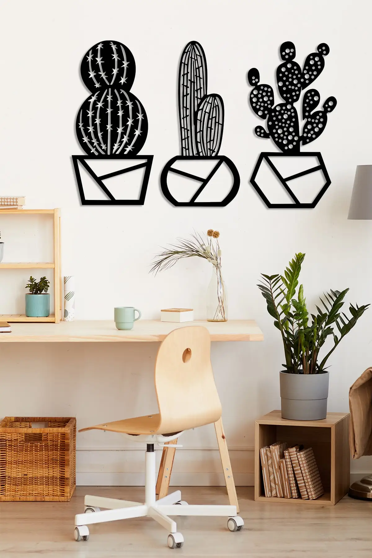 3 Piece Cacti Wall Decor Modern Wall Room Home Accessory Wood Wall Art Home Office Living Room Bedroom Kitchen