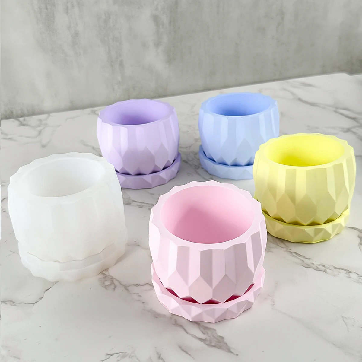 Flowerpot Silicone Mould Penholder Cup Candle Jar Plaster Resin Mold DIY Desktop Storage Box Crystal Drop Glue Mold Home Decor