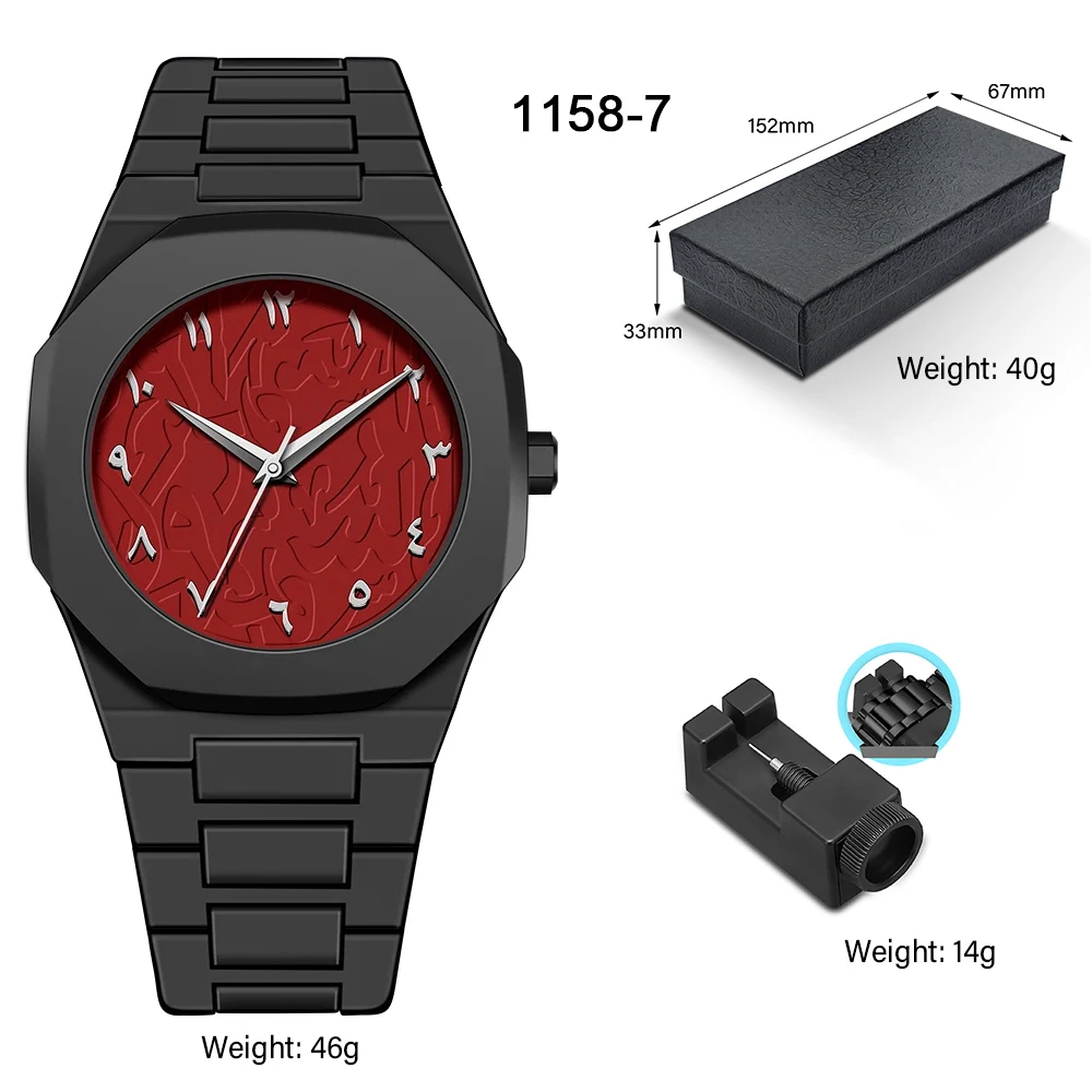 Relógio de quartzo masculino numeral árabe plástico 3atm à prova dwaterproof água relógio mostrador vermelho relógio masculino oriente médio vendedor quente