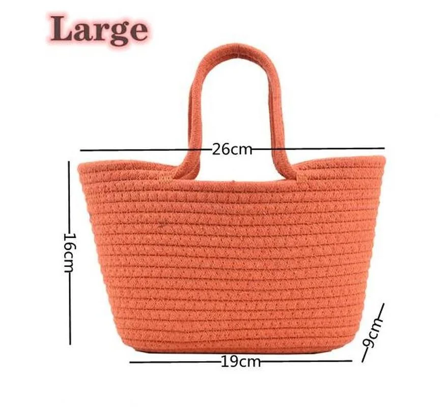 2022 Casual  Solid Color Woven Bag Women Small Tote Straw Bag Beach Vacation Travel Shopping Shopper Handbag Female Open Bag