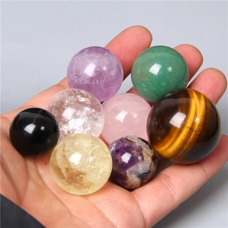 Natural Crystal Ball Reiki Healing Amethyst Obsidian Pink Rose Quartz Gemstone Ball Divination Sphere Collect Home Decorative