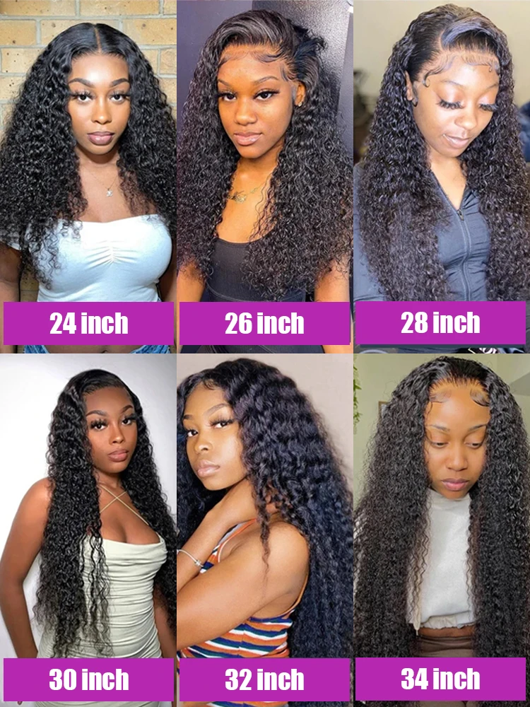 Perruque Lace Front Wig Deep Wave brésilienne naturelle, cheveux bouclés, 13x6, 360 HD, pre-plucked, pour femmes