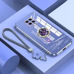 Redmi Note 9 Case Luxury Diamond Ring Cover For Xiaomi Redmi Note 10 Note9 Pro 9S Phone Case With Lanyard Plating Cases Note10s